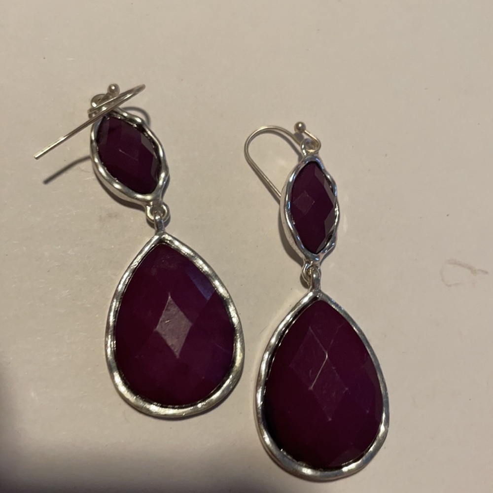 Dangling purple earrings
